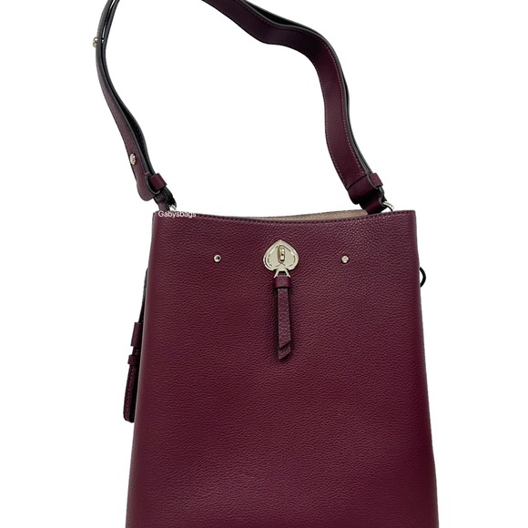 Kate Spade Marti Large Bucket Bag Shoulder Bag Deep Berry Pebbled Leather - Picture 5 of 7